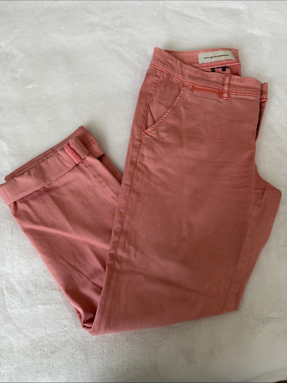 Pilcro & the Letterpress ANTHROPOLOGIE Coral Chino Cropped Pants